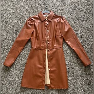 Medium brown faux leather dress